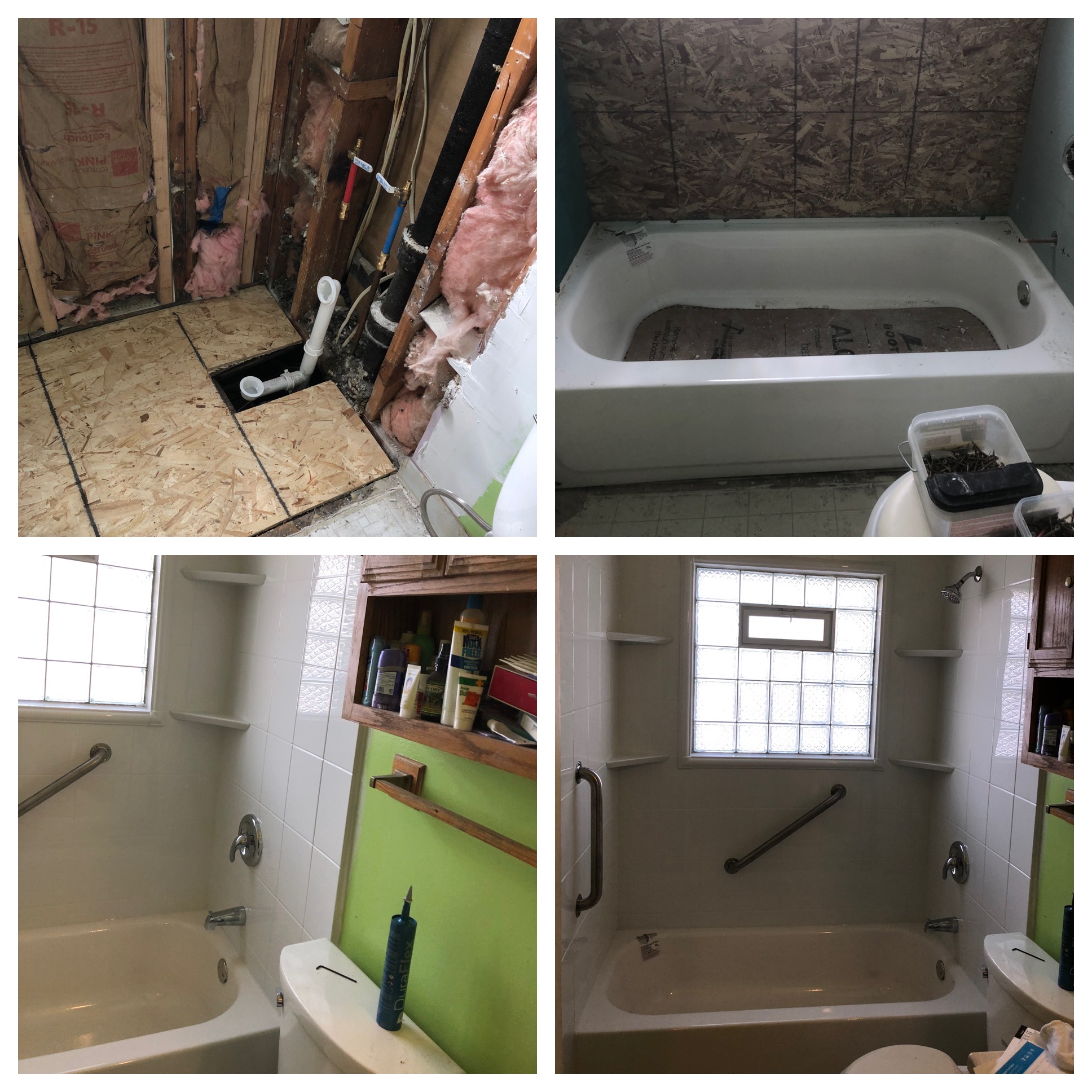 Bathtub and tile refinishing before and after collage